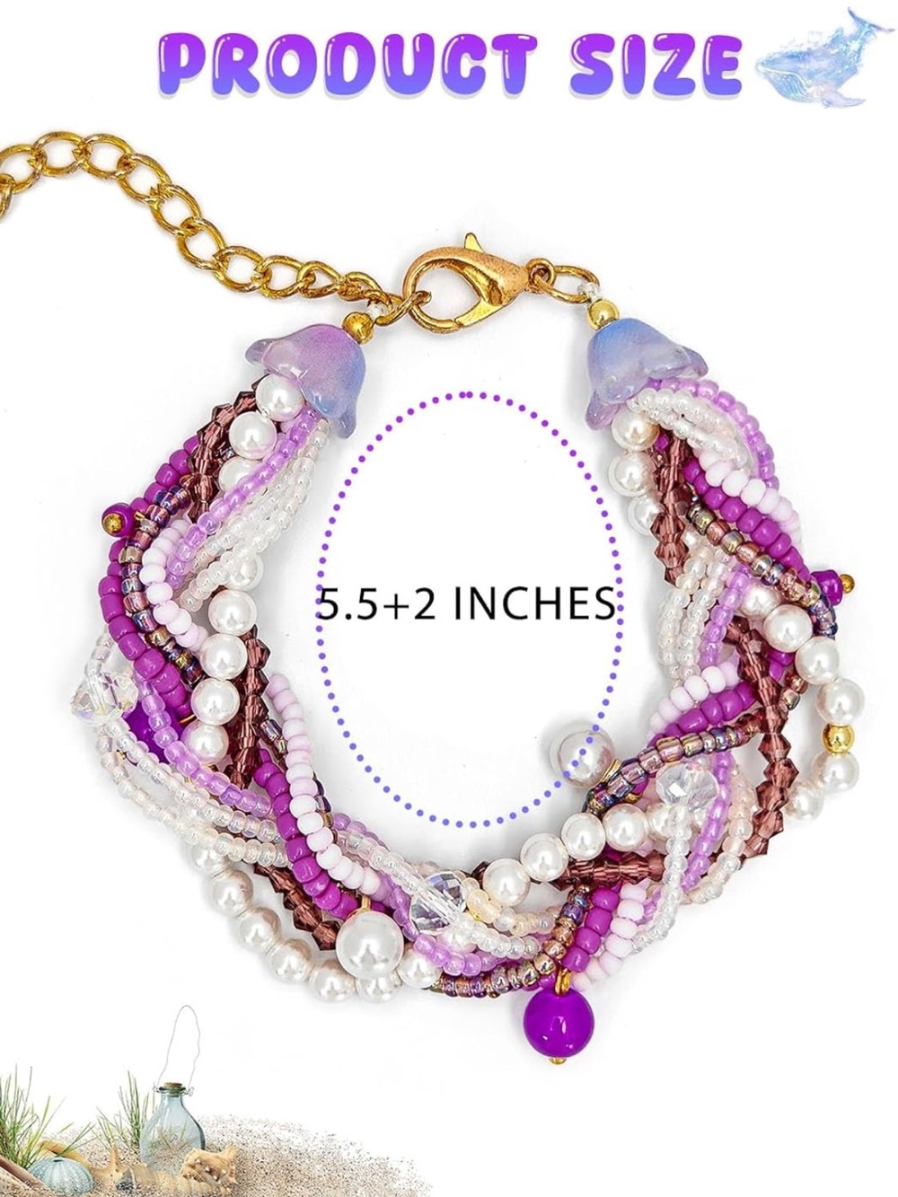 Anthropologie Lavender Braided Pearl and Bead Bracelet - Picture 3 of 6